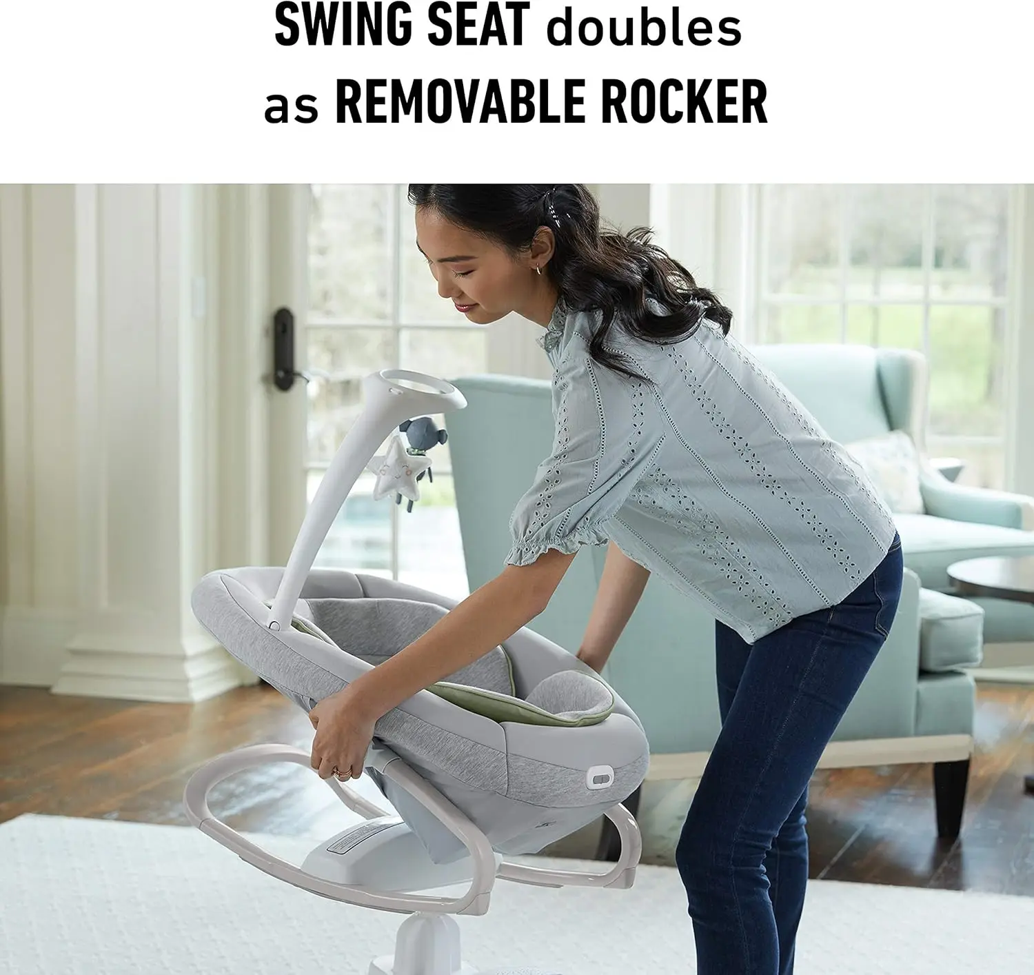 Soothe My Way with Removable Rocker, Madden - Versatile Baby Swing & Portable Rocker