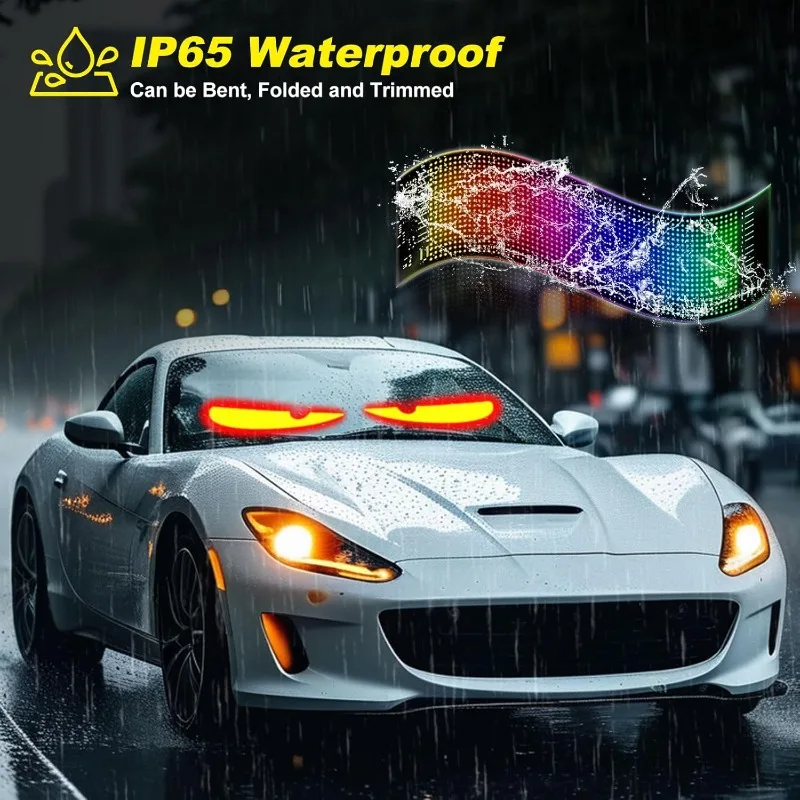 ضوء عيون الشيطان للسيارات قابل للبرمجة عيون الشيطان ضوء للزجاج الأمامي عيون LED مرنة لزجاج السيارة الأمامي لتقوم بها بنفسك نافذة السيارة