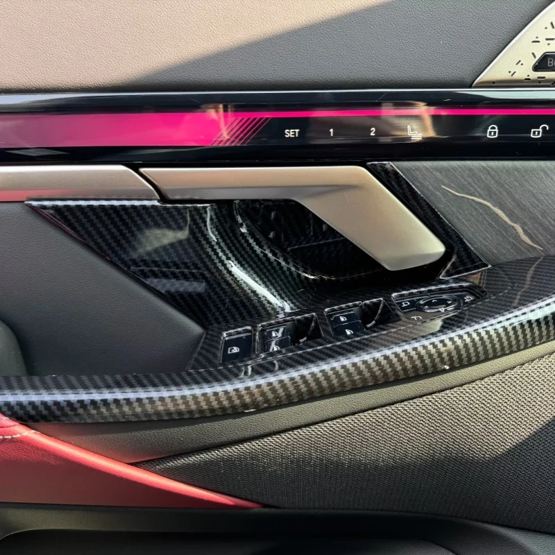 

Для BMW 5 серии 2024 525Li 530Li внутренняя дверная ручка чаша крышка отделка украшения внутренние аксессуары, АБС-пластик из углеродного волокна