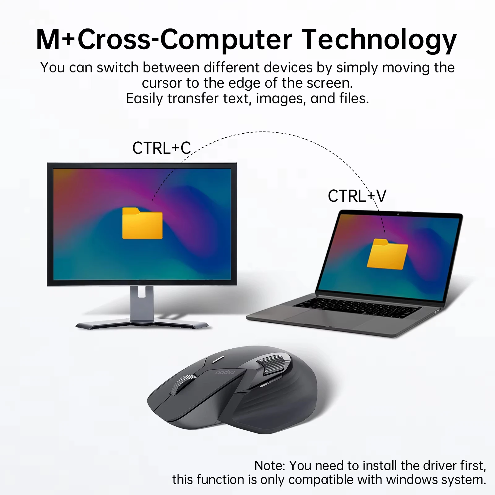 Rapoo MT760/MT760L/MT760Mini/MT760M Rechargeable Multi-mode Bluetooth Wireless Mouse Ergonomic 4000 DPI Support Up to 4 Devices - Image 2