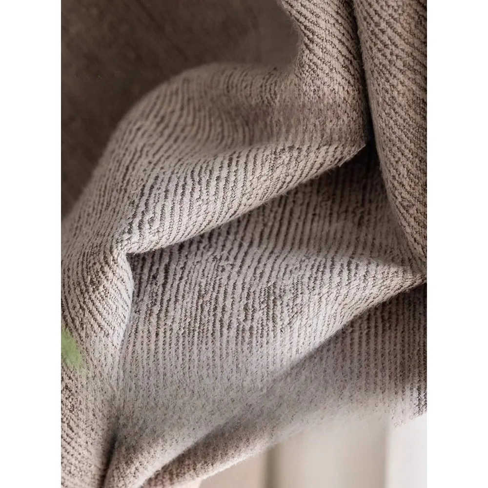 Curtains for Living Room Bedroom in Japanese Cream Coffee Chenille Blackout Drapes Thermal Insulation for Luxury Home