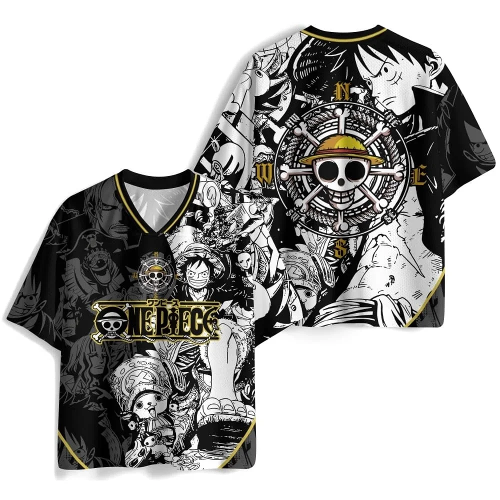 2026 One Piece Tony Chopper Amerikanischer Stil Jersey Mesh Atmungsaktives Unisex-Paar V-Ausschnitt Sport-Kurzarmshirt Familien-Set – Detail 8