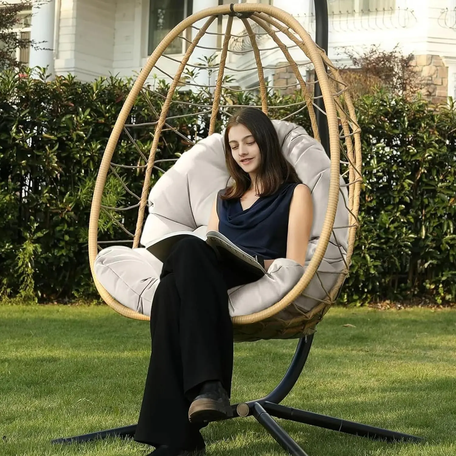 Egg Chair Cushion Outdoor Hanging Egg Chair Cushion Hammock Swing Chairs Cushions Pads U-Shaped Thickened Cushions 80x120cm