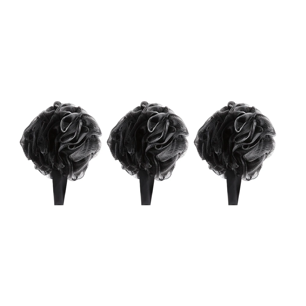 

3 Pcs Bath Ball Black PE Sponge Baby Bath Puff Newborn Bubble Maker Bathroom Accessories Gel Soap Rich Foam Clean
