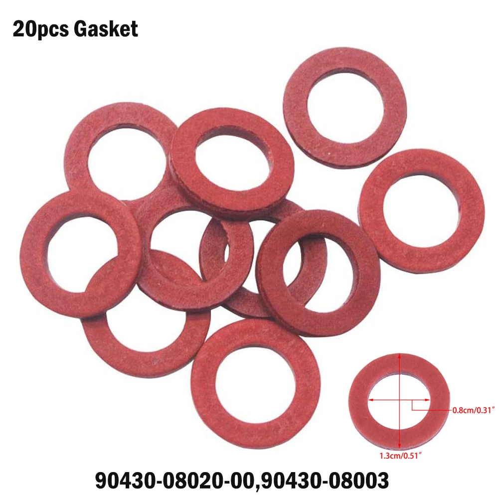 Lower Unit Oil Drain Gaskets 20 Pack for Outboard Engines 90430 08020 00 & 90430 08003 Compatible Fits 1984 Onward