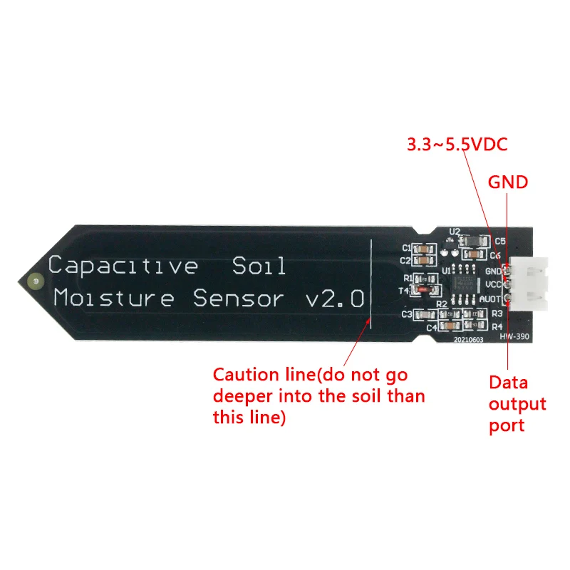 Capacitive Soil Moisture Sensor Module Not Easy to Corrode Wide Voltage Wire 3.3~5.5V Corrosion Resistant W/ Gravity for Arduino