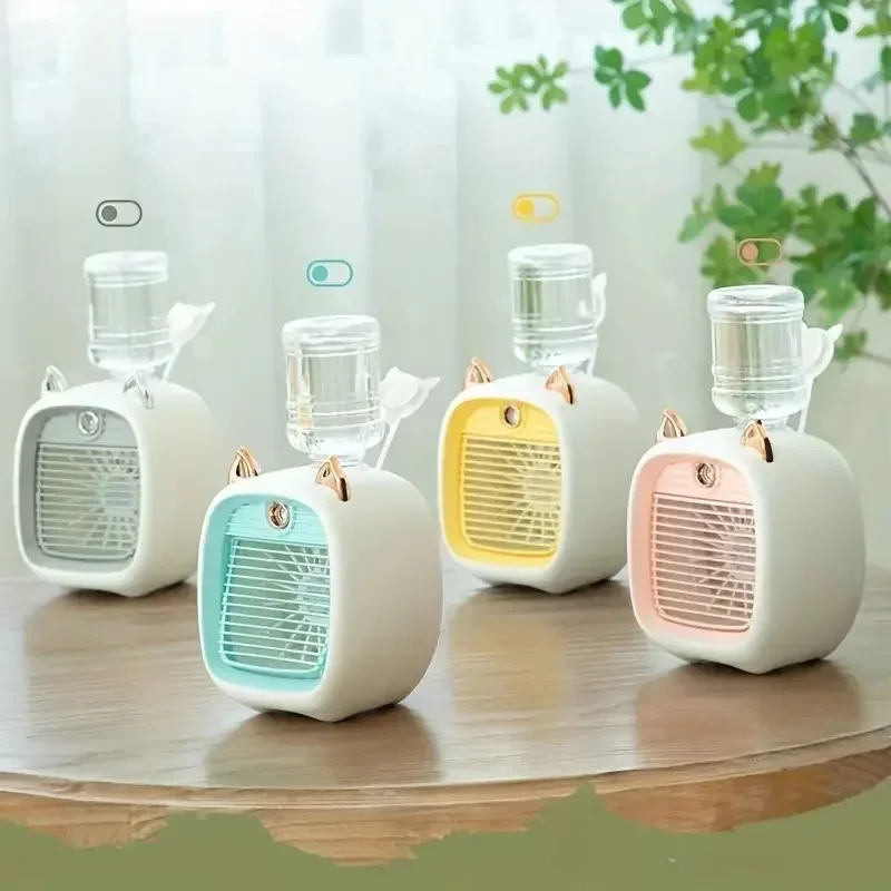 Мини-электрический вентилятор с зарядкой через USB, 1200 мАч, настольный вентилятор для кондиционирования воздуха, трехкачественный вентилятор для кондиционирования воздуха с водяным охлаждением, тип USB