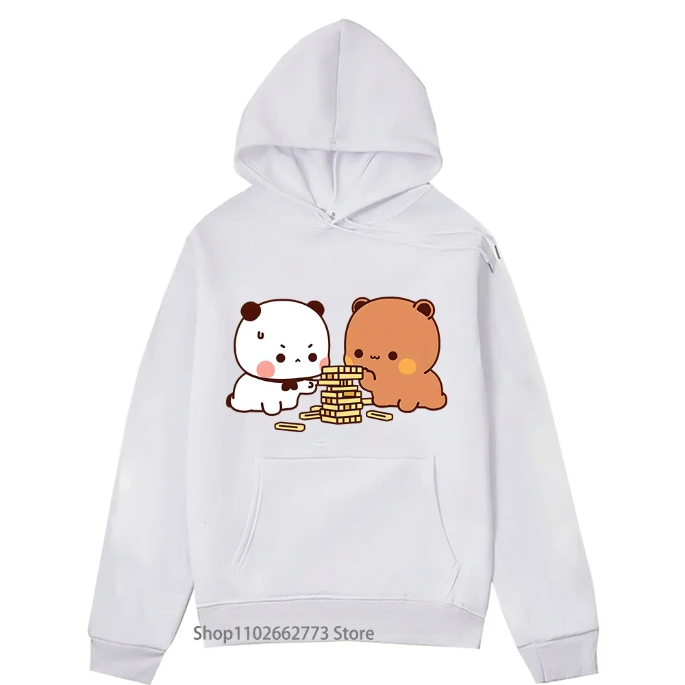 

Cute Bubu and Dudu Are Playing Wooden Blocks Graphic Hoodie Kawaii Cute Panda Bear Clothes Women Sweatshirts for Men Y2k Tops