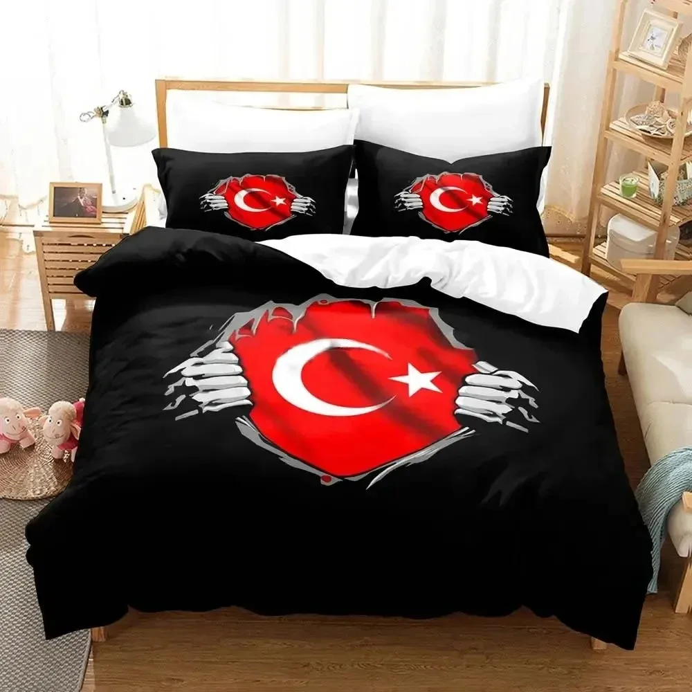 Al Bayrak Turkey Flag Bedding Set Duvet Cover Bed Set Quilt Cover Pillowcase Comforter king Queen Size Boys Adult Bedding