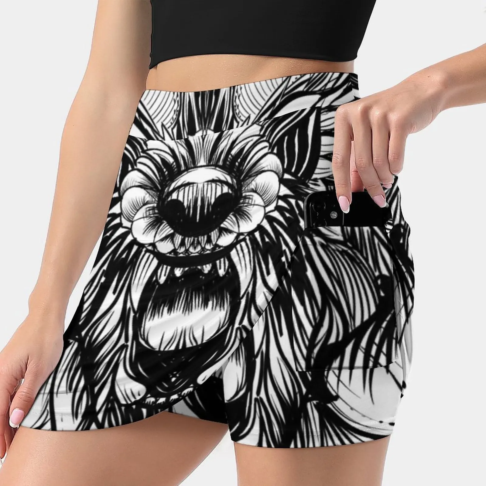 Wolf Korean Fashion Skirt Summer Skirts For Women Light Proof Trouser Skirt Wolf Animal Warewolf Dog Wild Psychedelic Tribal