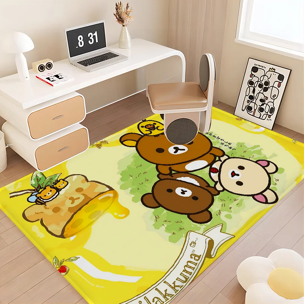 Cute Rilakkuma Floor Mat Floor Mat INS Style Soft Bedroom Floor House Laundry Room Mat Anti-skid Household Carpets