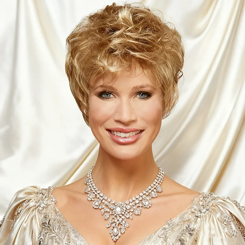 Silver Gray Short Pixie Synthetic Wig Women Natural Layered Hair Heat Resistant Wig Daily Halloween Christmas Party Costume Wigs