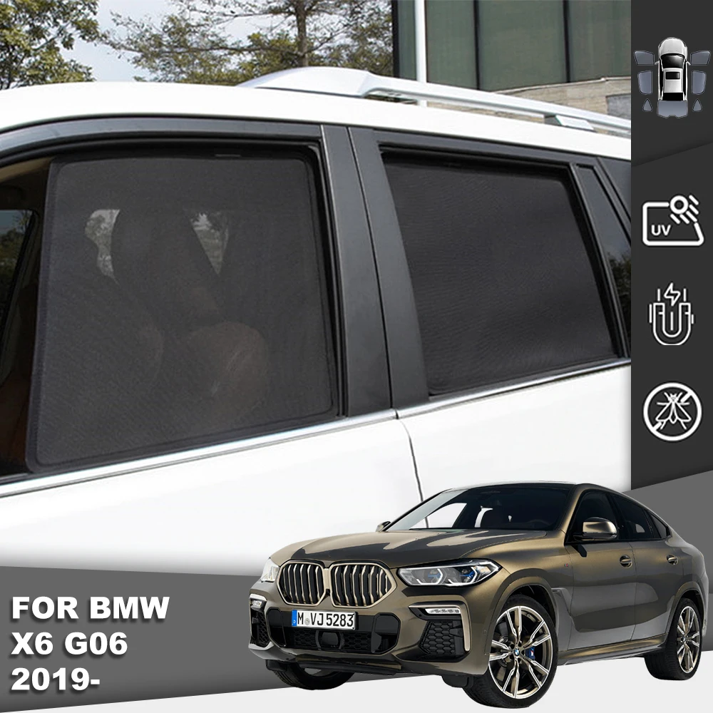 

For BMW X6 G06 2021 2022 2023 2024 Magnetic Car Sunshade Front Windshield Curtain Rear Side Baby Window Mesh Sun Shade Visor