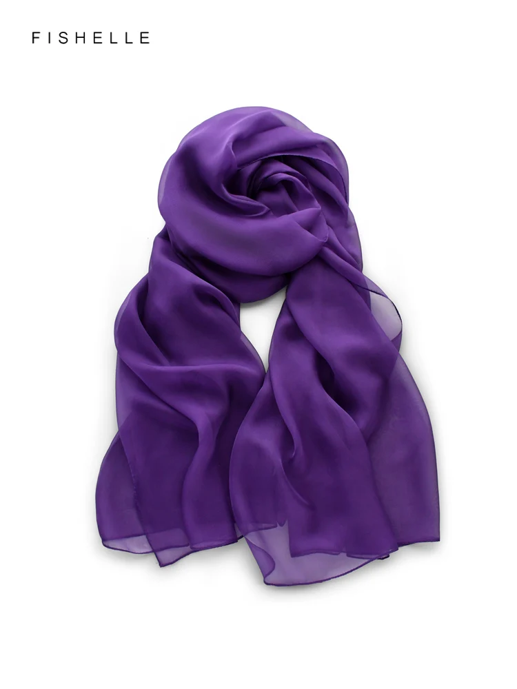 

Purple silk chiffon lady long scarf hijab 100% real silk shawl Muslim headscarf women wrap pareo luxury gift bufanda neckerchief