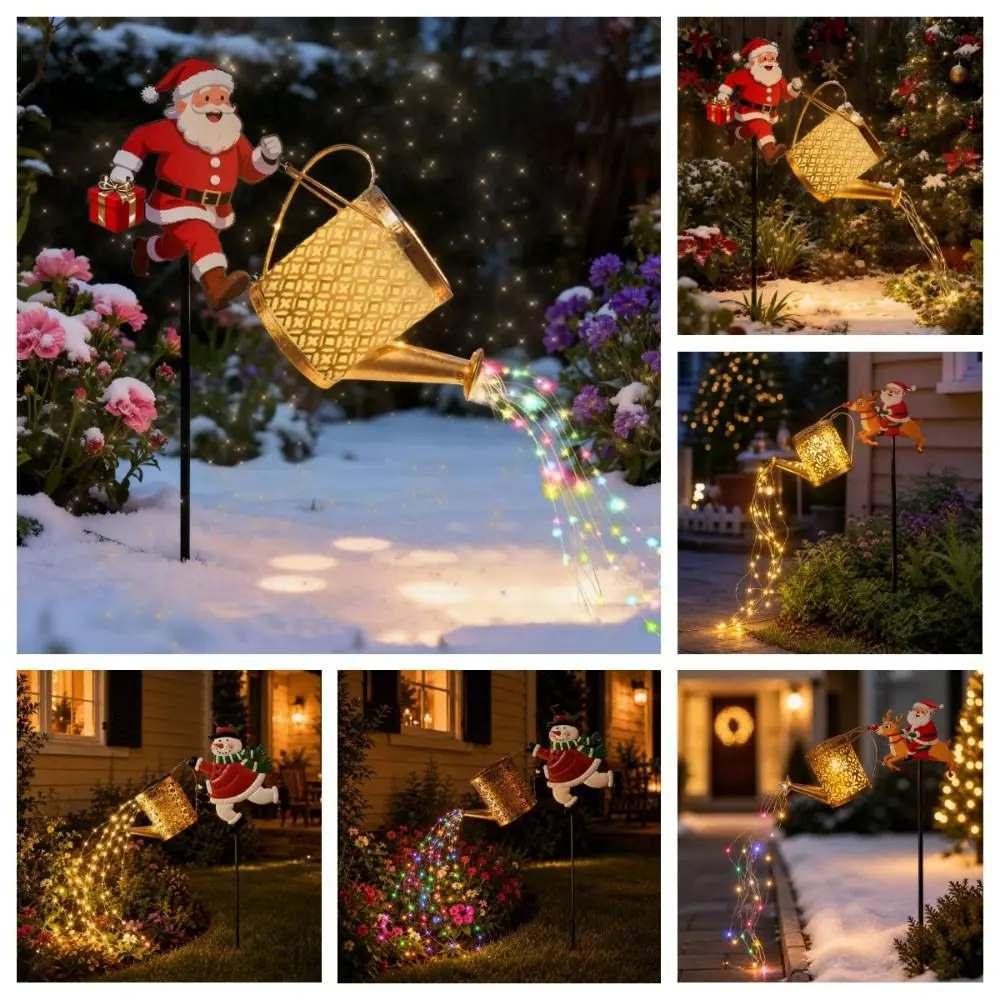 Solar Powered Christmas Santa Solar Kettle Light Weather Resistant Waterproof Lawn Landscape Festive Lights Decorative Design