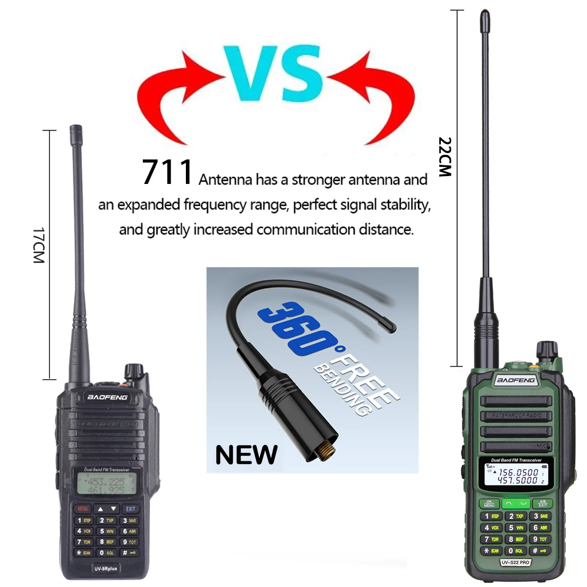 2pcs Baofeng UV-S22 PRO V2 IP68 Waterproof True 10W Walkie Talkie USB Type-C Charger Powerful UHF VHF Long Range UV-68 Pro Radio