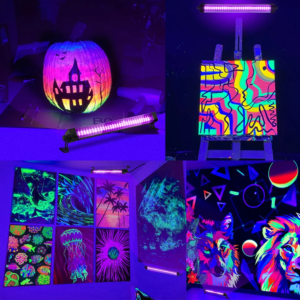 60 المصابيح الأشعة فوق البنفسجية Blacklight 33 سنتيمتر كشاف ضوء ، 5 فولت USB التوصيل 100 سنتيمتر الحبل ل توهج حفلة هالوين غرفة نوم الفلورسنت ديكور الجسم الطلاء