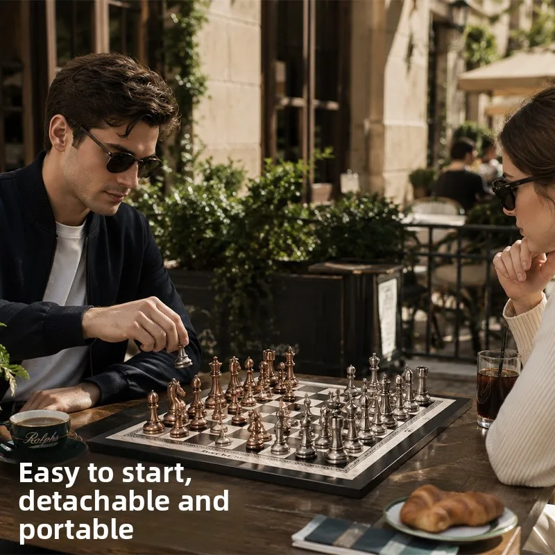 Deluxe Luxury Large Size Metal Customizable American Chess Children's Chess Game Set for Gift