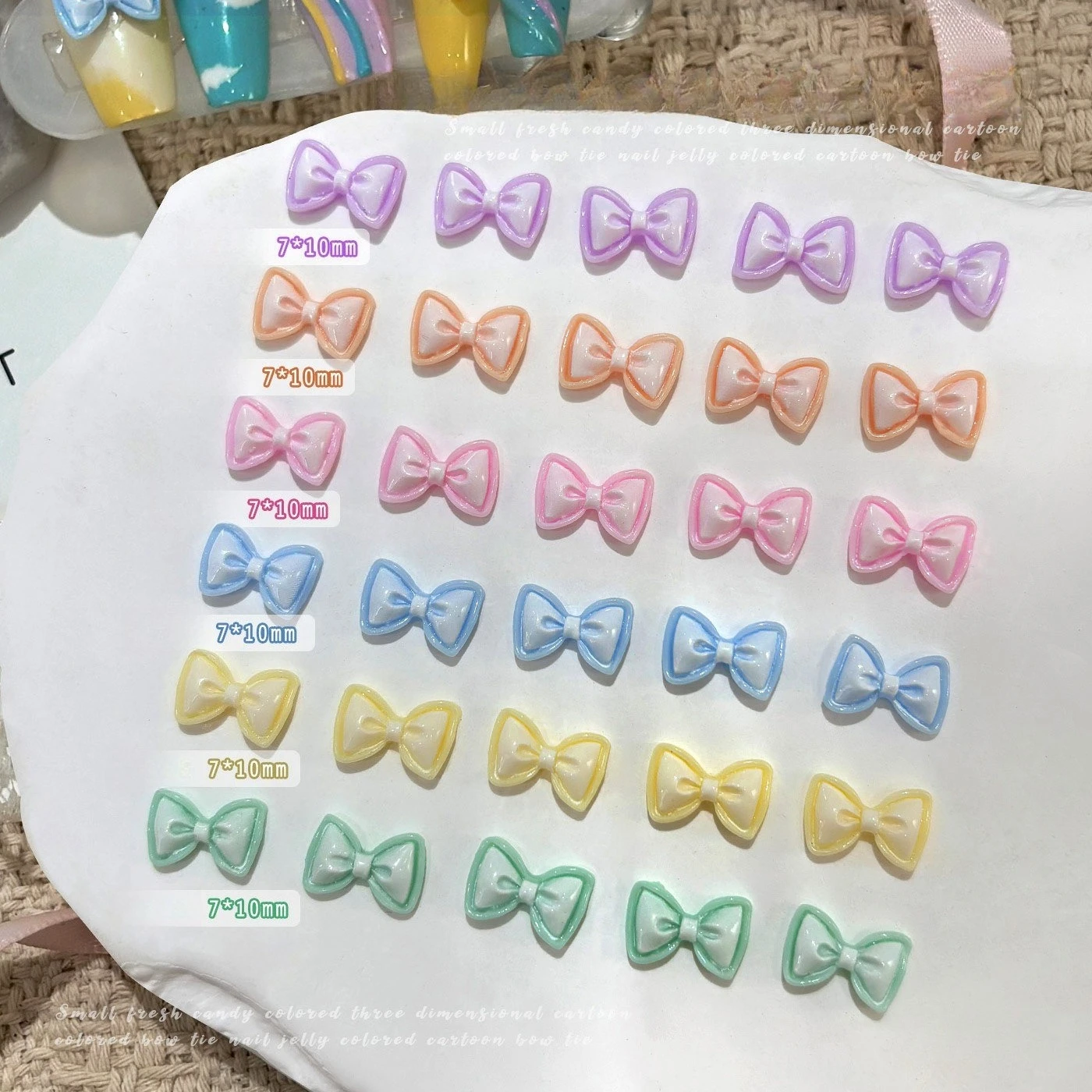 30Pcs Mixed Macaron Color Bow Nail Charms 3D French Bowknot Gems for DIY Press On Nails Manicure Accessories