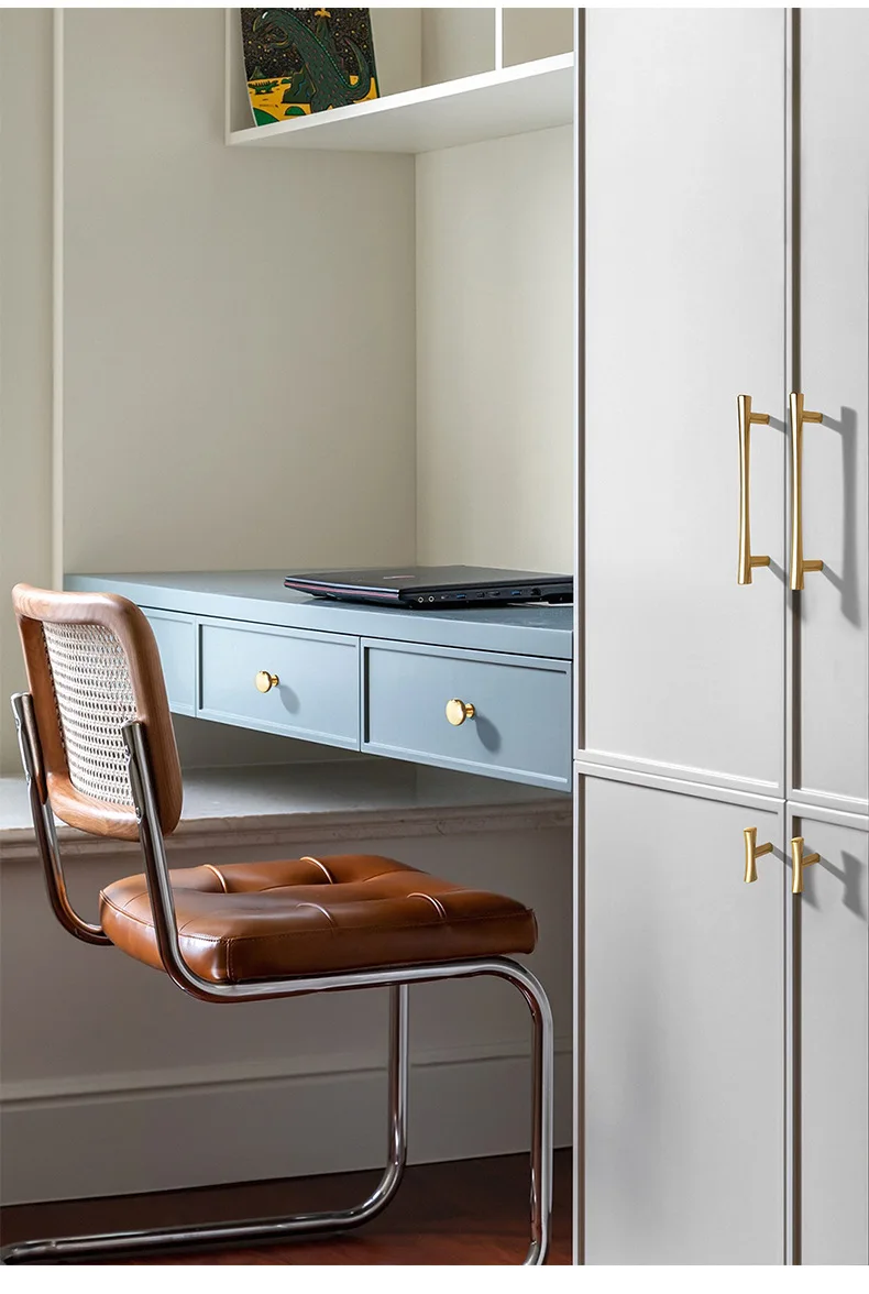 French Polished Gold Cabinet Handles Zinc Alloy Drawer Knobs Minimalist Long Pulls Furniture Hardware for Home Wardrobe Cupboard