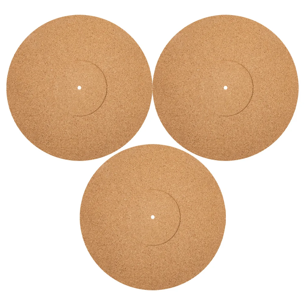 

3pcs Cork Vinyl Record Mat Round Turntable Slipmat Replacement Anti-Vibration For Vintage Record Player Durable Wear-Resistant