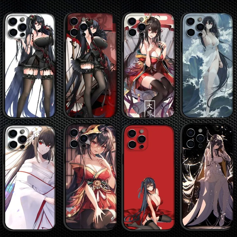 

Azur Lane Taihou Phone Case For iPhone 16,15,14,13,12,11 Plus,Pro Max, Soft Silicone Black Cover
