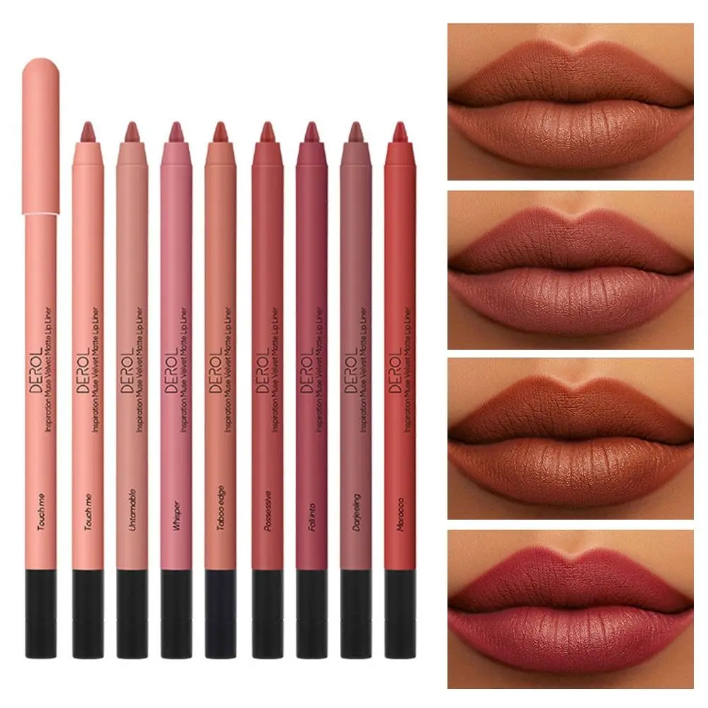 Velvet Matte Lipliner Long Lasting Waterproof Matte Lipstick Pencils Natural Outline Lip Contour Line Non-stick cups