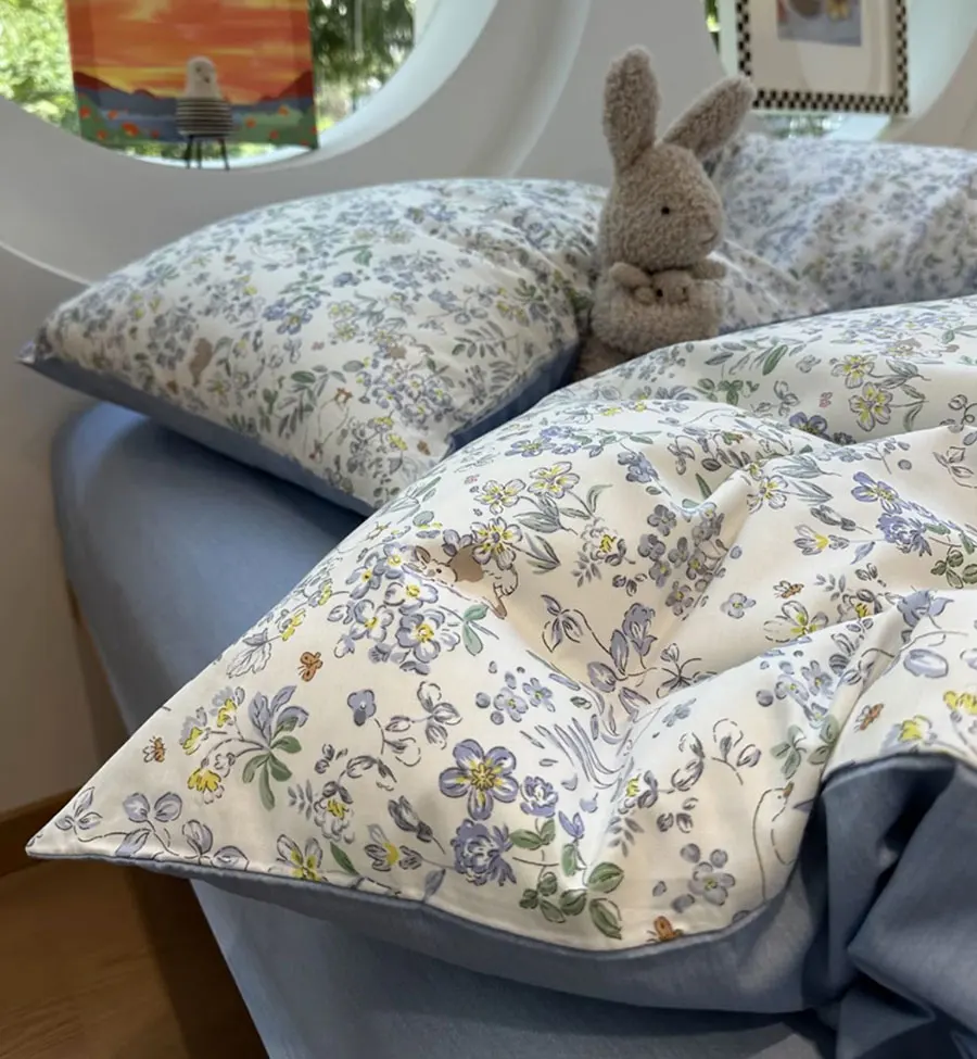 

Fresh fashion blue green floral bedding set 1.2 1.5 1.8,twin full queen cotton home textile bed sheet pillowcase quilt cover