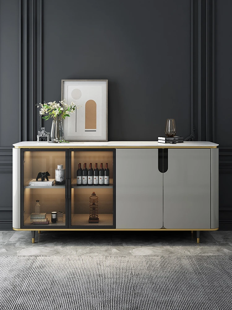 

Light luxury sideboard modern simple marble porch cabinet living room wall locker restaurant Italian slate sideboard cabinet