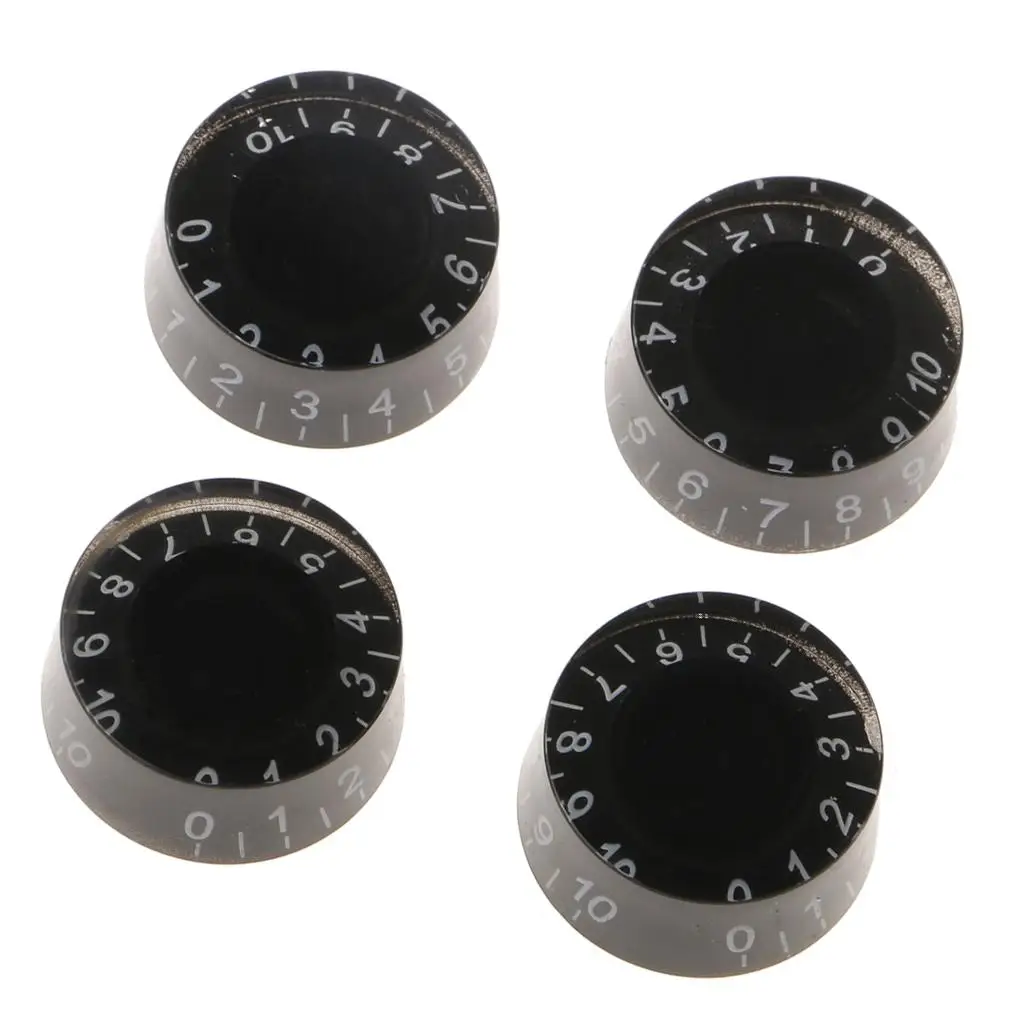 Guitar Volume Knobs Black Plastic 4PCS Replacement with Arabic Numeral Scale for LP Electric Guitar