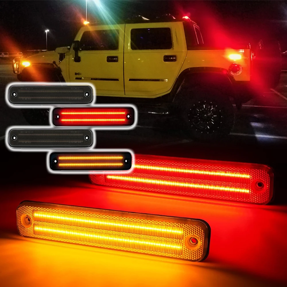 4pcs Smoked Lens LED Side Marker Fender Light for Hummer H2 2003-2009 OEM#15114677 Auto Assembly Parts