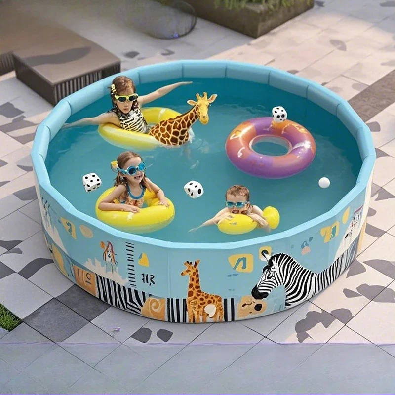 Kids Swimming Pool Thickened Round Quick Drain No-Install Portable Children's Home Pool for Water Play