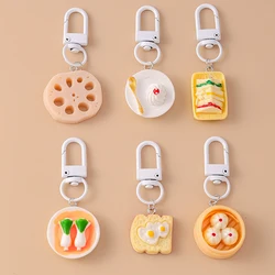 Cute Resin Simulation Food Keychain Bread Sandwich Key Ring Pendant for Key Holder Women Girls Handbag Decor Jewelry Gift