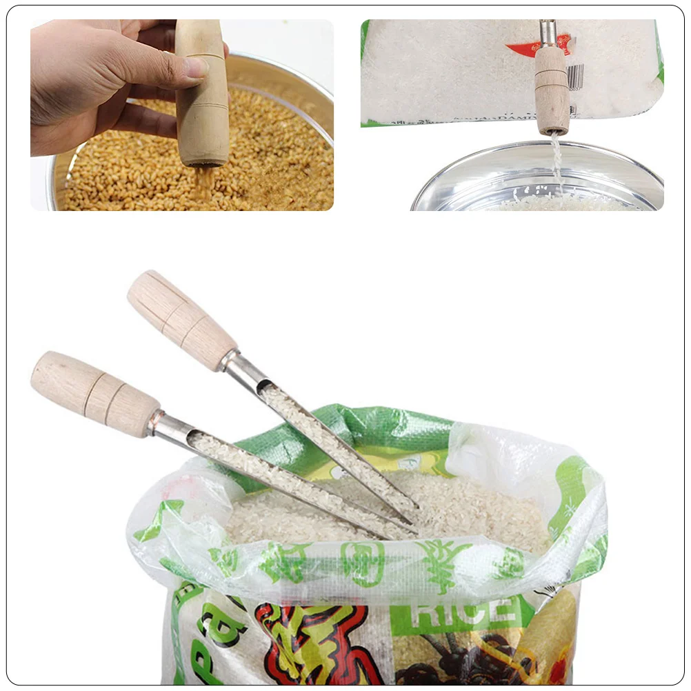 Grain Sampler Rotary Useful Wooden Handle Cereal Grains Rice Supply Sampling Portable Agriculture