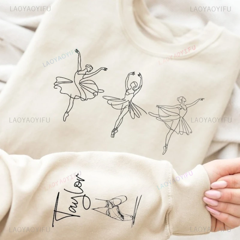Custom Ballerina Sweatshirt Personalized Sleeve Hoodie Dancing Gift Fashion Soft Comfortable Hoodies Women Sweatshirts Tops
