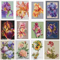 Luan Tail Flower Poppy Flower Pattern Cross Stich Embroidery Set Electronic Drawing Cross Stich Needlework