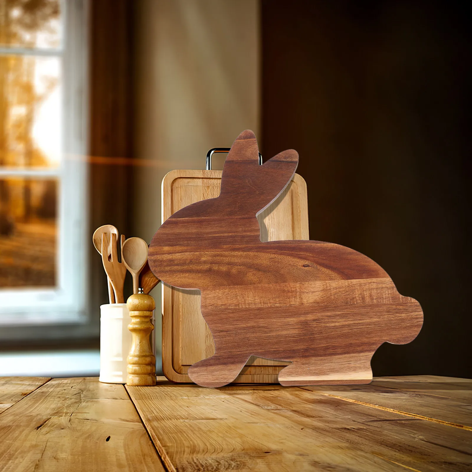 Wooden Rabbit Shaped Cutting Board for Chopping Serving Decoration Vegetable Fruit Cheese Bread Charcuterie Platter Kitchen Tray