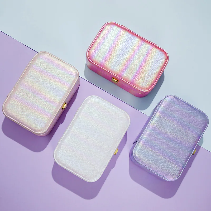 Jewelry Box Female European Style Princess Large Capacity Red Earrings Hand Jewelry Box Jewelry Storage Box