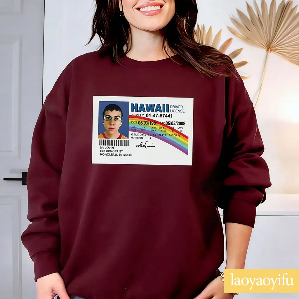 Mclovin From Superbad Sweatshirt McLovin Drivers ID License McLovin Unisex Winter Crewneck Sweater TV Show Tee Gag Gift Funny
