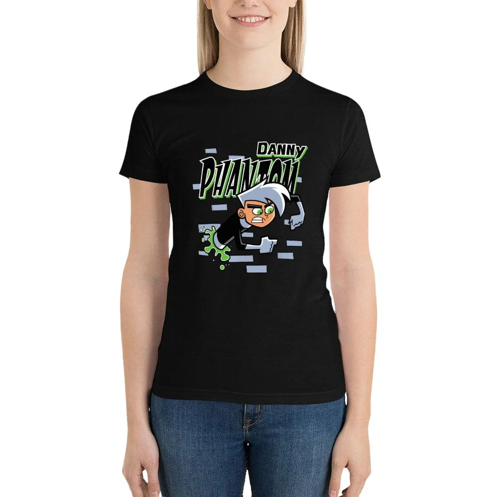 Kids Gift - Danny Phantom Coming Through Brick Wall T-Shirt tops cute tops funny t shirts for Women