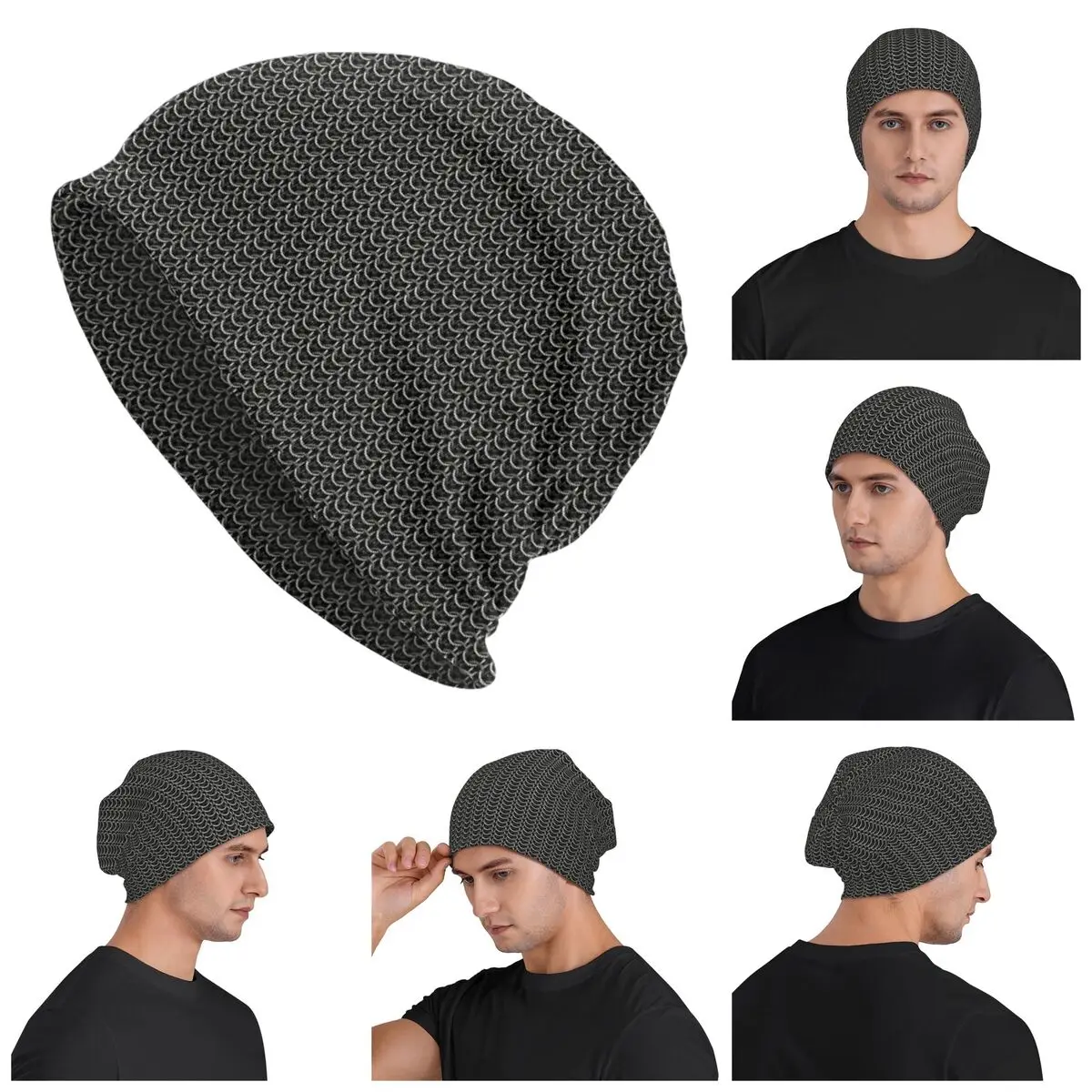

Metal Chainmail Medieval Armor (7) Warm Knitted Cap Fashion Bonnet Hat Autumn Winter Outdoor Beanies Hats for Men Women Adult