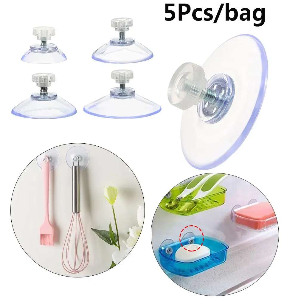 5Pcs Rails Household Screw Wall Rack Storage Hanger Kitchen Holder With Knurled Nut Suckers Wall Hook Suction Cup