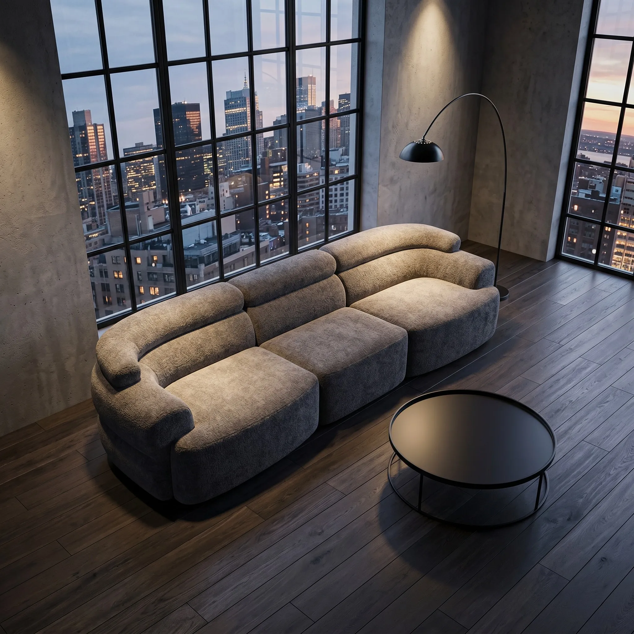 #Factory Direct No Assembly Required Vacuum Compressed Modern Minimalist Three Seat Fabric Sofa High Density Sponge Filling