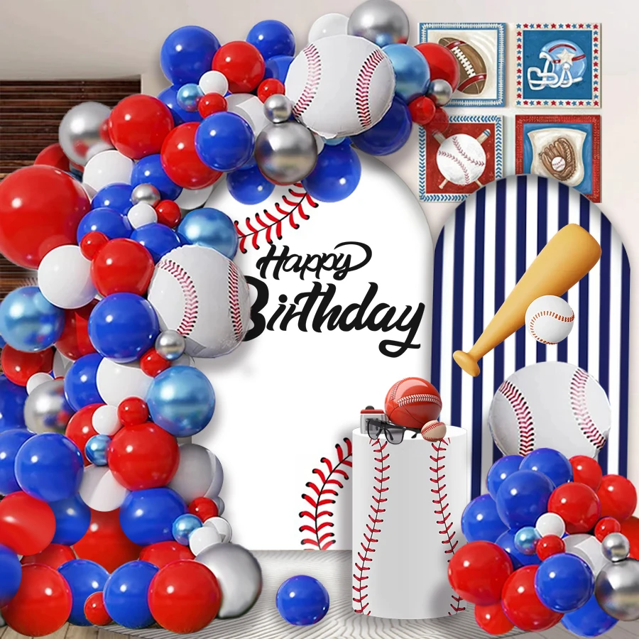 156Pcs A set of baseball themed balloon chain set,children\'s birthday parties baby showers party decorations