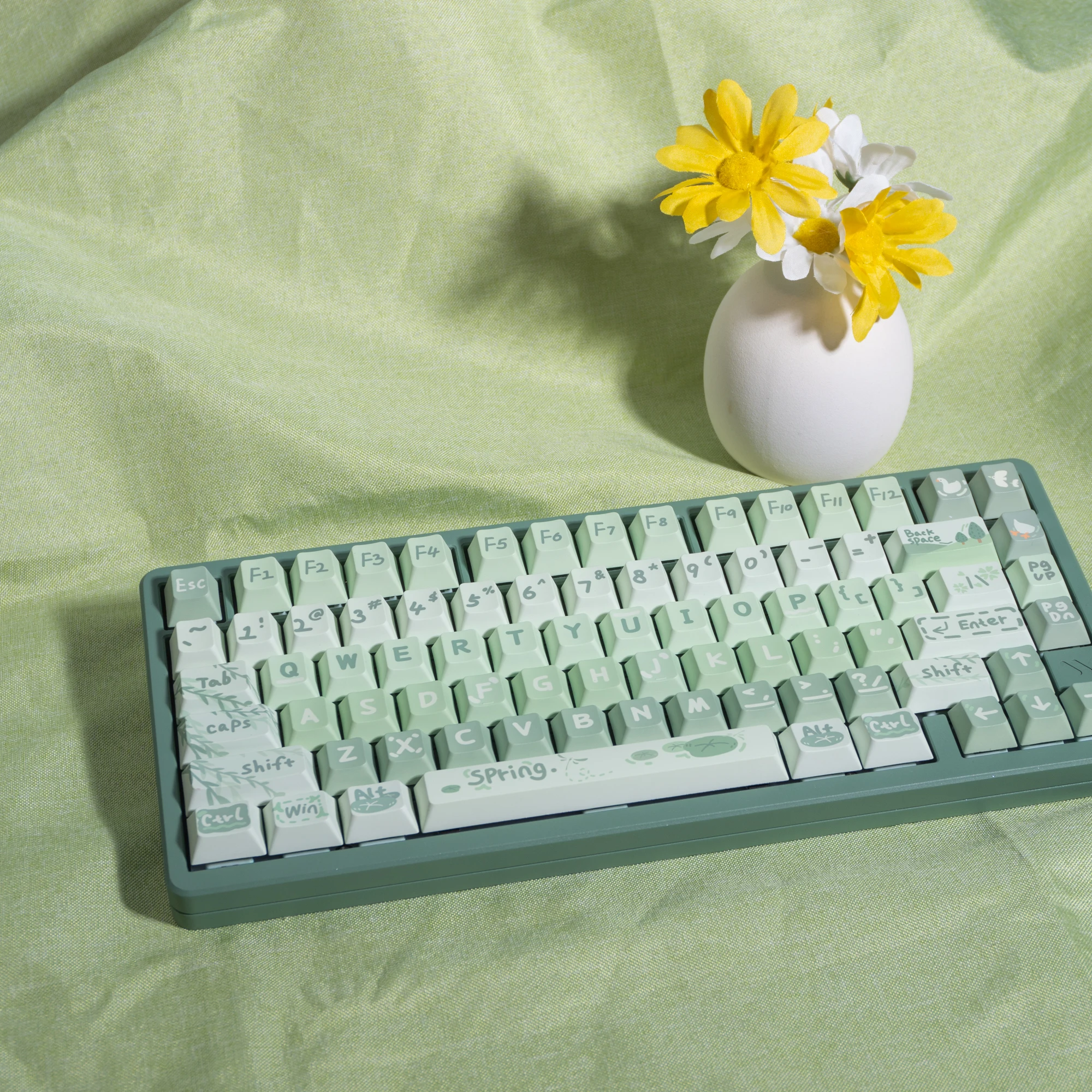 

130+ Keys Green Spring PBT Keycap Cherry Profile Customs Dye-Sub Key Caps For Cherry MX Switches Gamer Mechanical Keyboard
