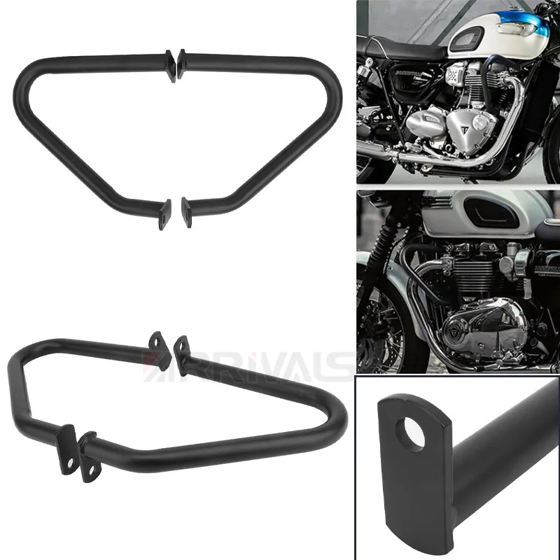 Black Motorcycle Highway Crash Bar Front Engine Guard For Triumph Bonneville T100 T120 Thruxton 1200 2017-2020