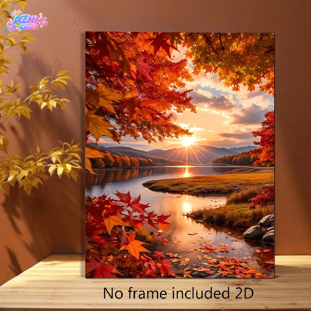 2D Flat, 2D Flat, Posters And Prints1pc Frameless Canvas Painting, Retro Bedroom Living Room Kitchen Bathroom Decor, Red Mapl