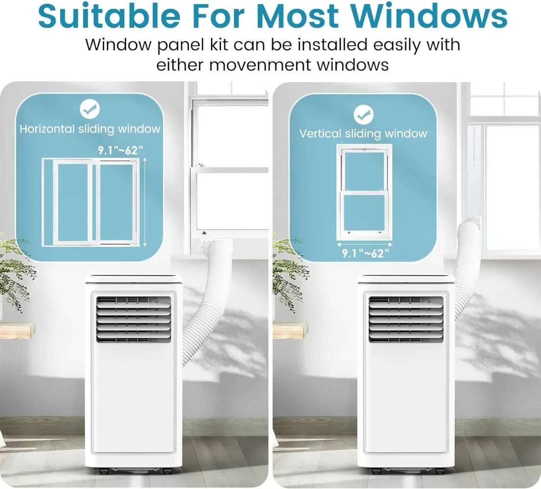 8000 BTU Portable Air Conditioner Cools Up To 350 Sq Ft 4 Modes with Remote LED Display 24H Timer
