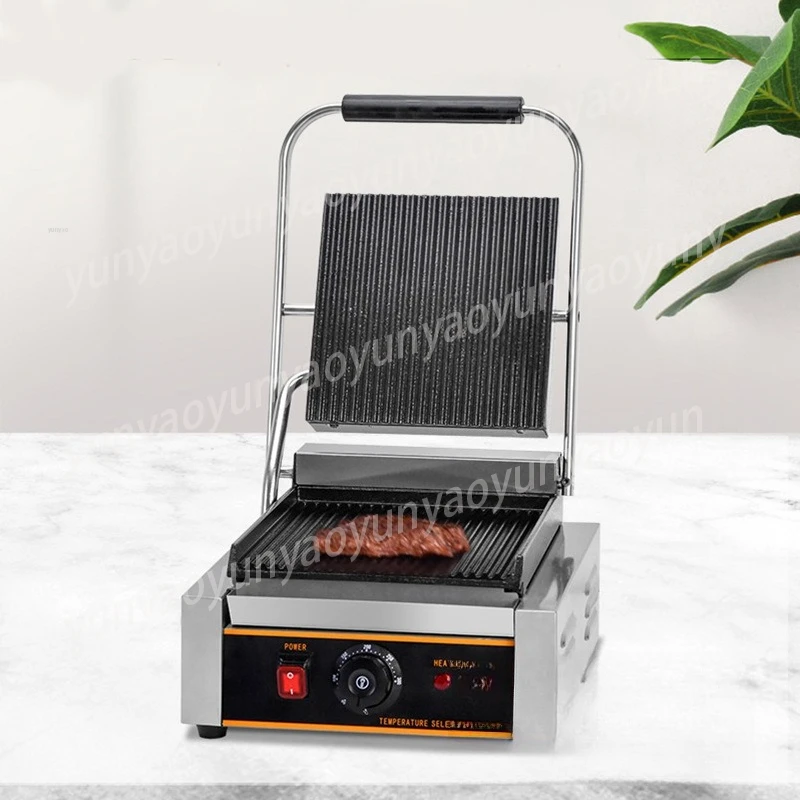 Striped Plate Non Stick Electric Grill 2 in 1 Press for Steak Sandwich Home Use