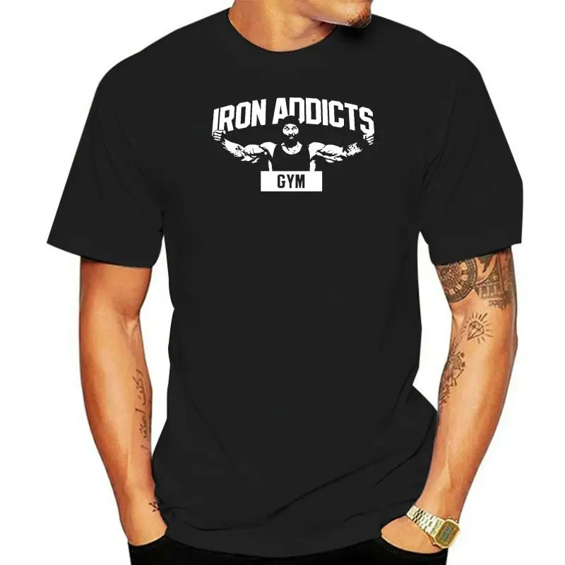 IRON ADDICTS GYMER T SHIRT CT FLETCHER MIKE RASHID - Black  Sleeves Boy Cotton Men T-Shirt Top Tee  Breathable